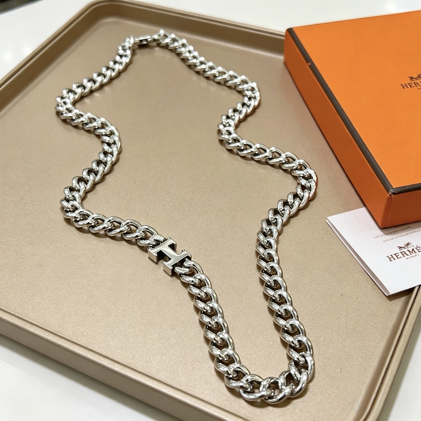 エルメス Hモチーフ チェーンネックレス シルバー 詳細画像 3
