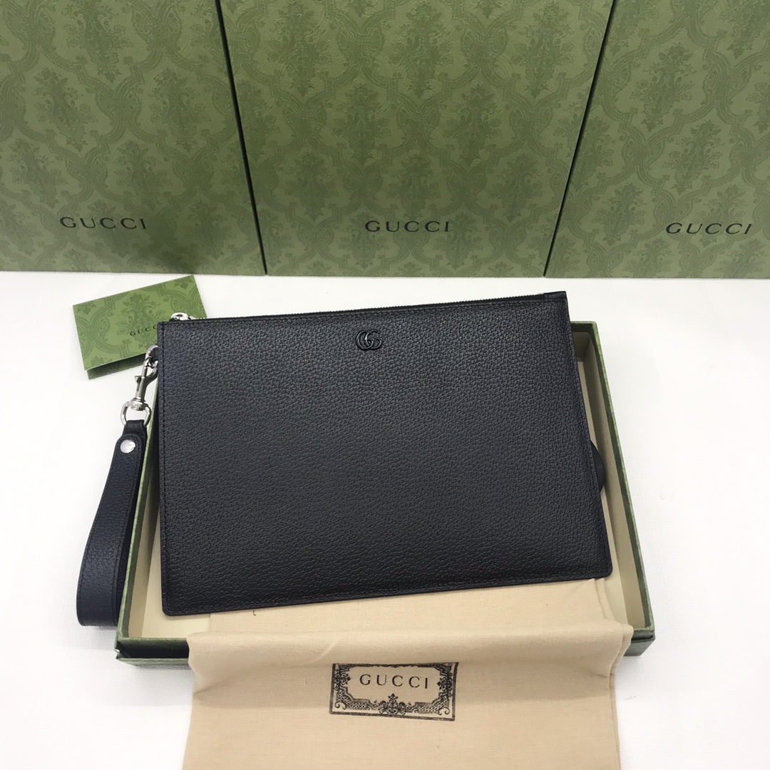 グッチ レザー クラッチバッグ ブラック 詳細画像 1