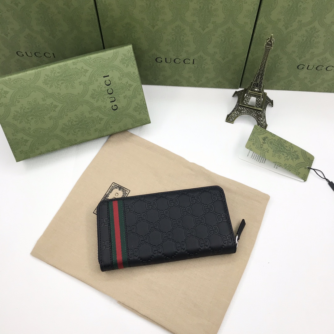 グッチ GGパターン レザー ジップ長財布 ブラック 詳細画像 2