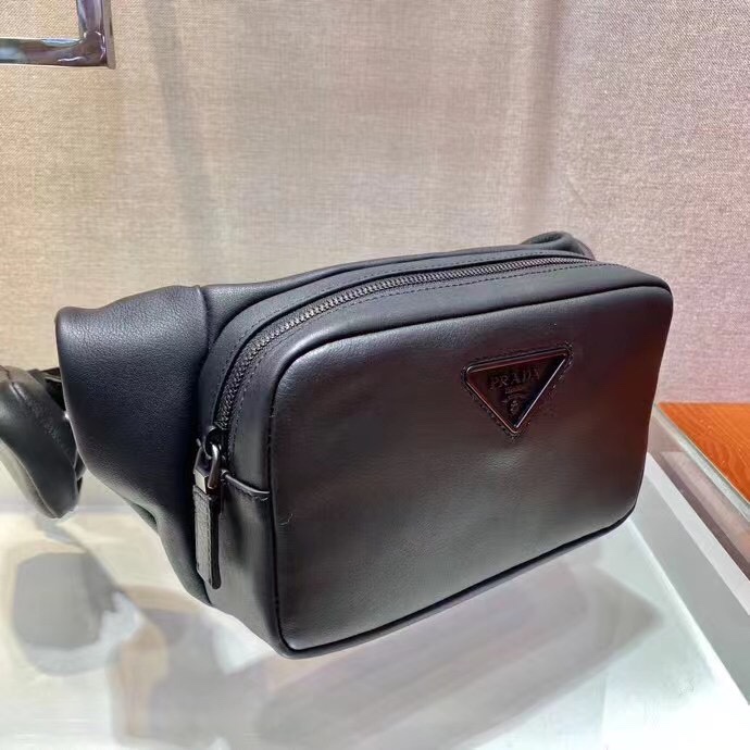 プラダ 2点セット レザー メッセンジャー ショルダーバッグ 取り外しポーチ付き ブラック 詳細画像 2