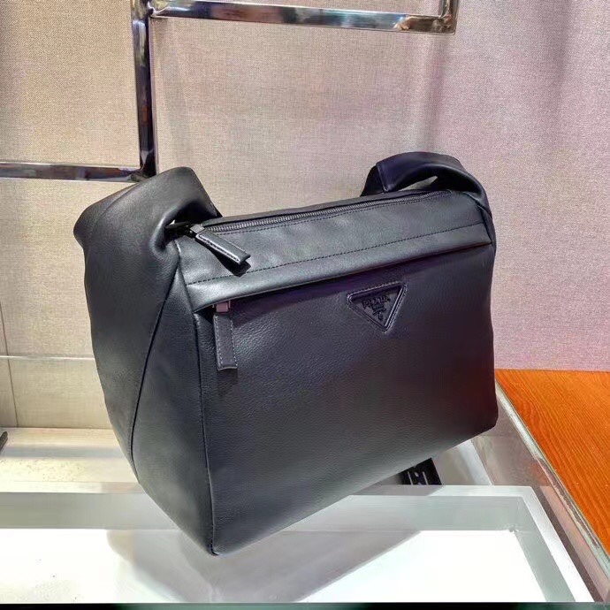 プラダ レザー メッセンジャー ショルダーバッグ ダークグレー 詳細画像 3