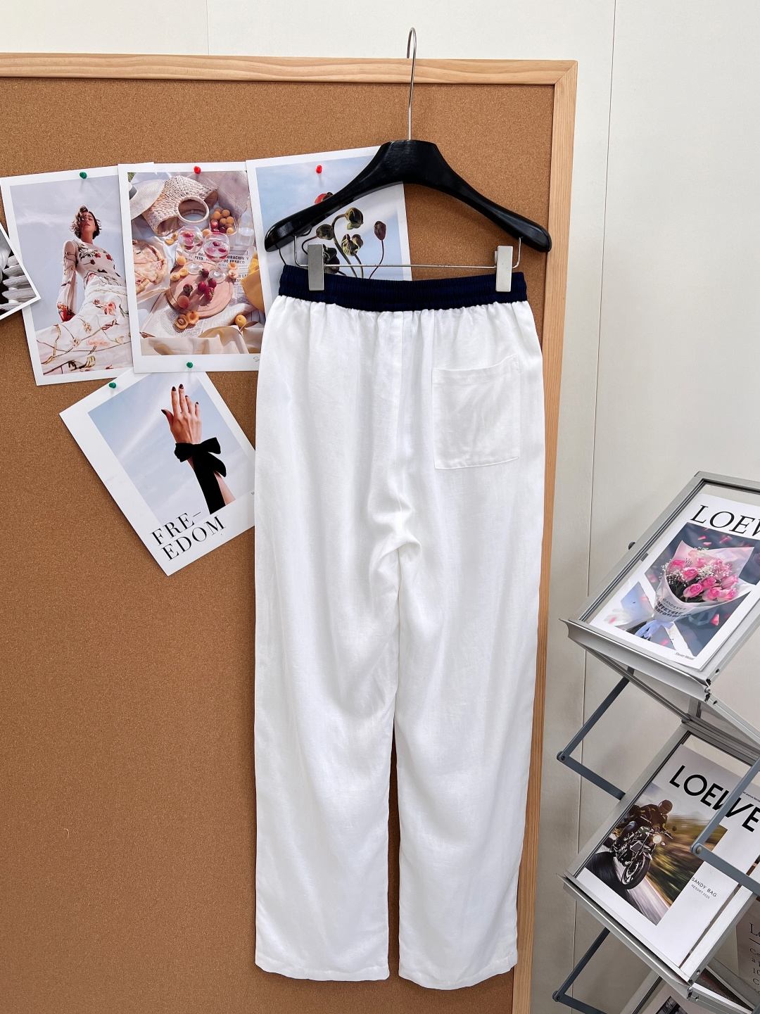 ラルフ ローレン リネン ストレートパンツ クリームホワイト ネイビーウエスト 詳細画像 2