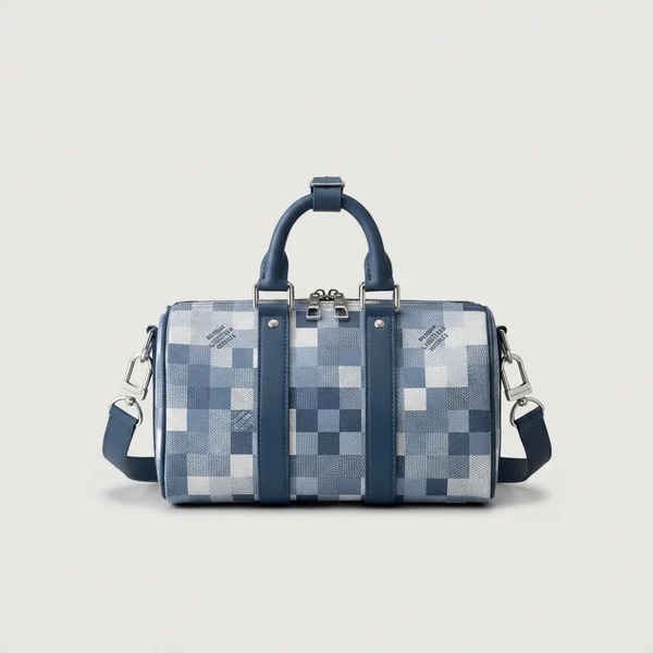 ルイ・ヴィトン Keepall チェック ミニトートショルダーバッグ ブルー