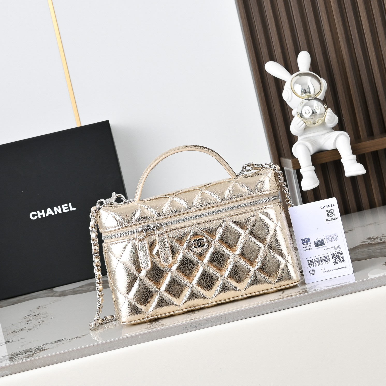 シャネル キャビアレザー チェーン ハンドル バニティバッグ OHANEL25C 詳細画像 1