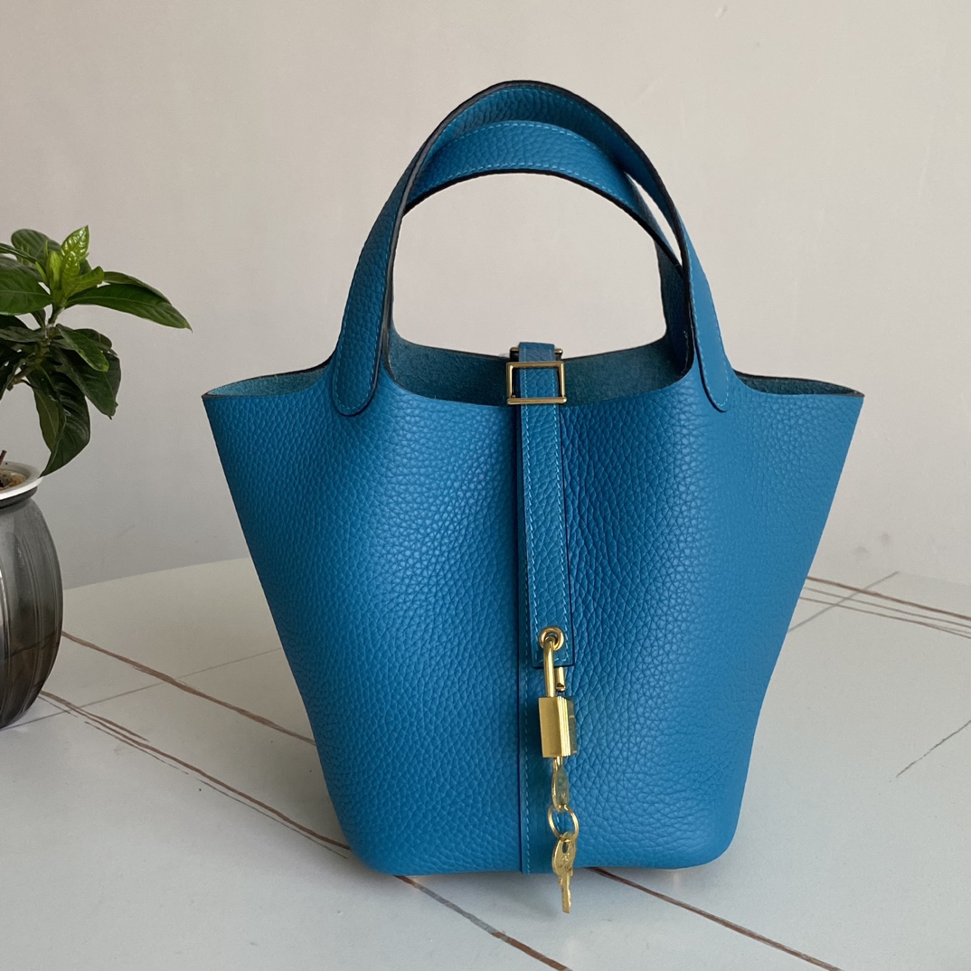 エルメス ピコタン ロック ハンドバッグ タンザニアブルー ゴールド金具 詳細画像 1