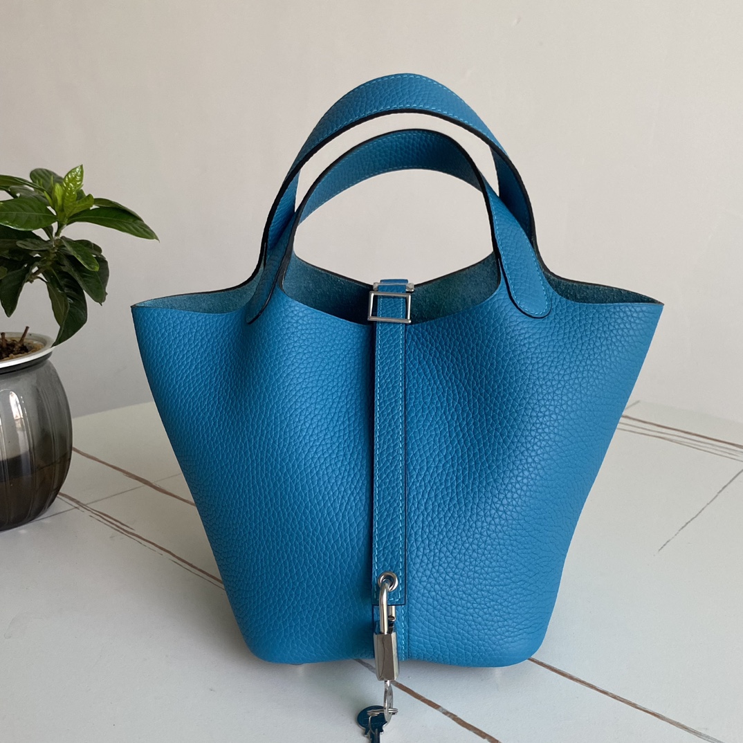 エルメス ピコタン ロック ハンドバッグ タンザニアブルー ゴールド金具 詳細画像 2