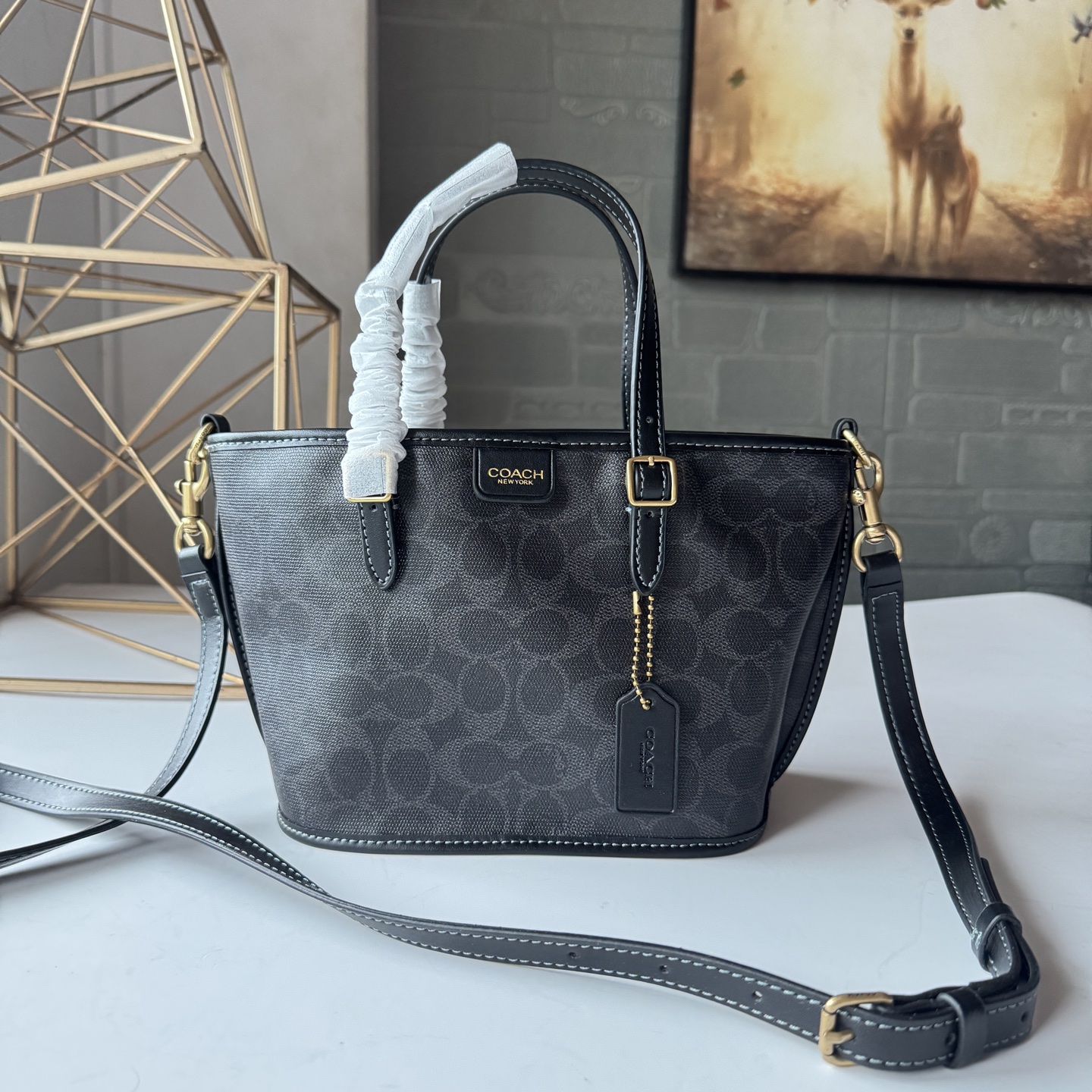 コーチ Taxi Tote 21 CCD94 チャコール シグネチャー 詳細画像 1