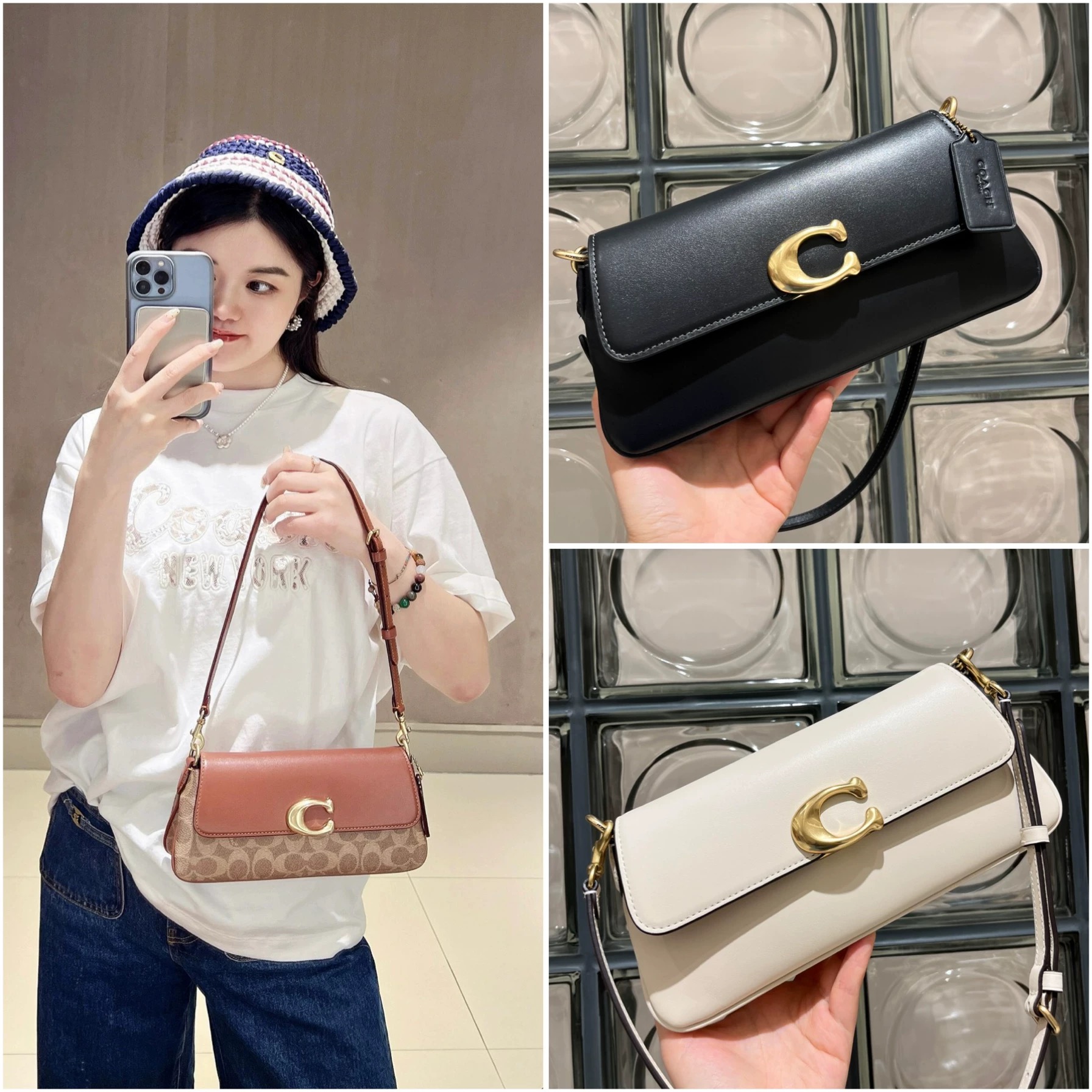 コーチ Jet Bag シグネチャー PVC レザー ショルダーバッグ タン テラコッタ 詳細画像 1