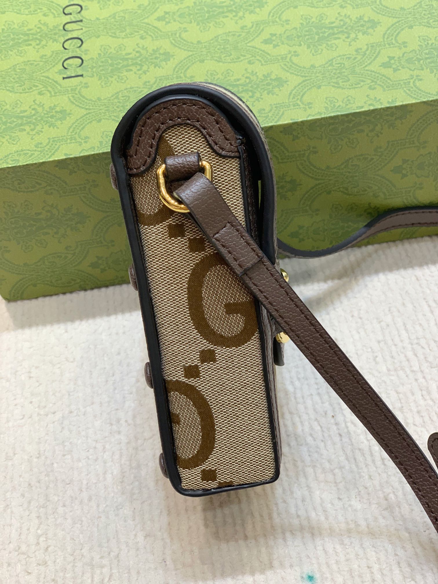 グッチ ダブルG キャンバス レザー スマホ クロスボディ ミニバッグ 詳細画像 3