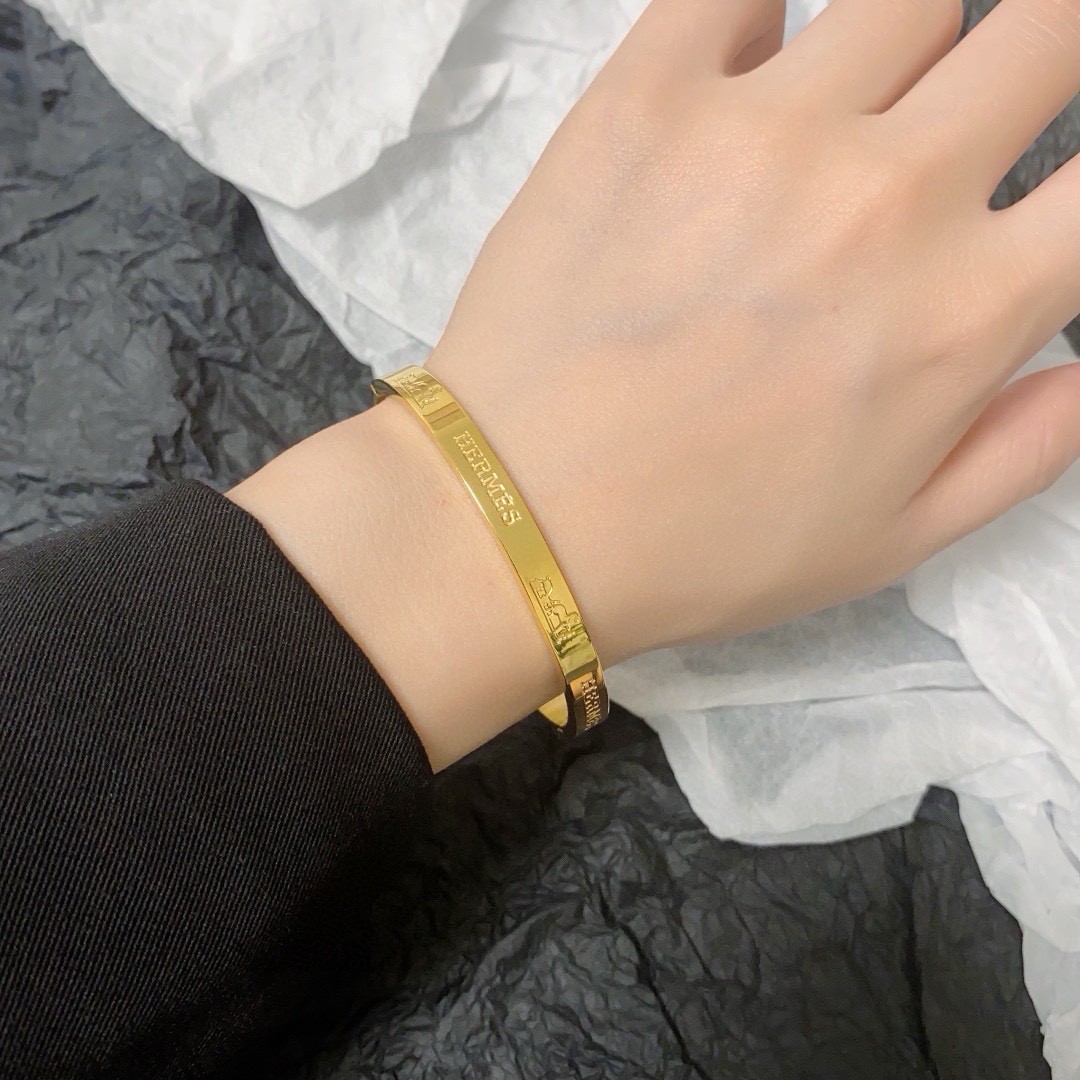 エルメス 刻印レター 細身バングル 14K 詳細画像 3