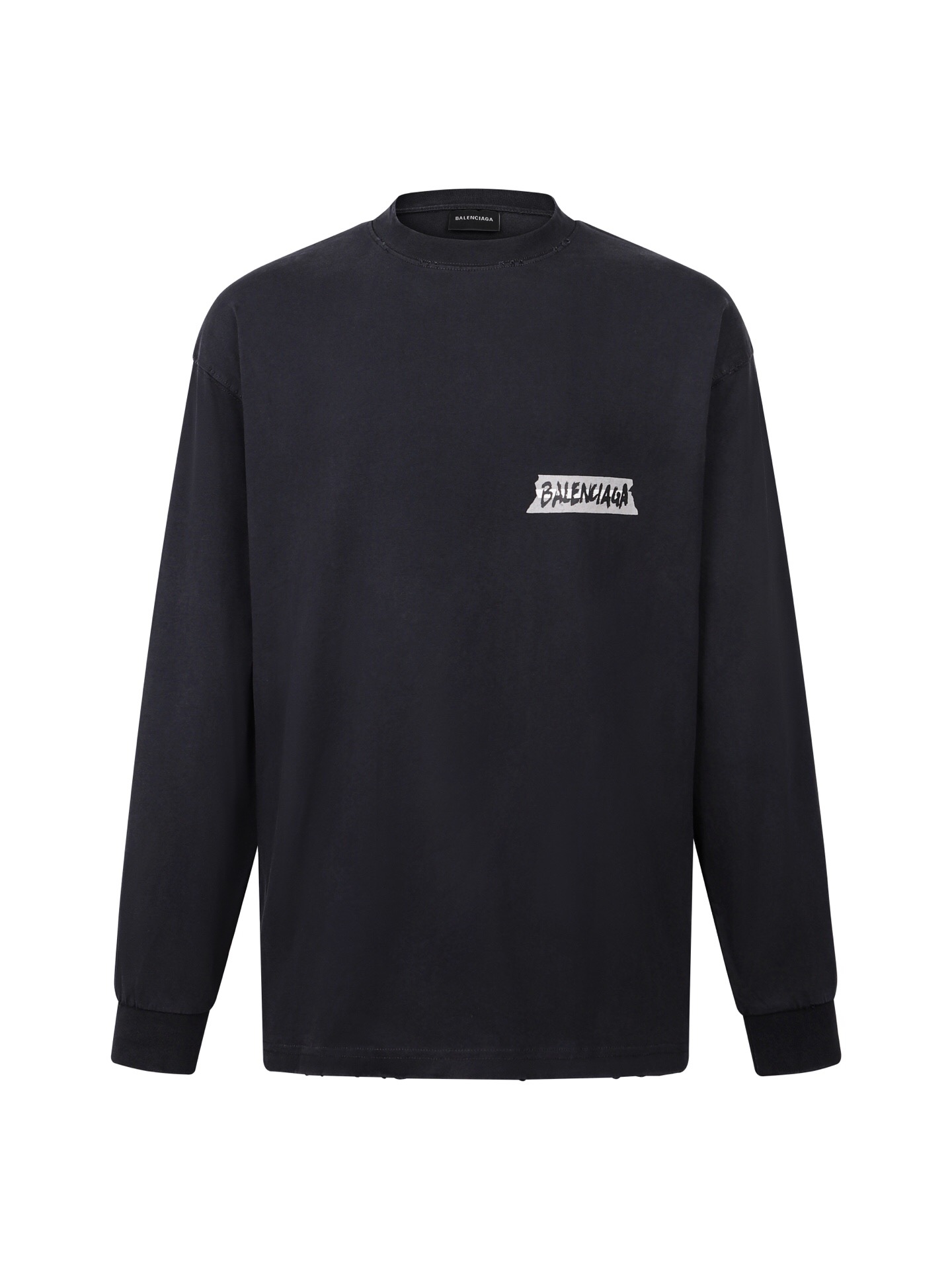 バレンシアガ テープロゴ ロングスリーブTシャツ ブラック 詳細画像 1