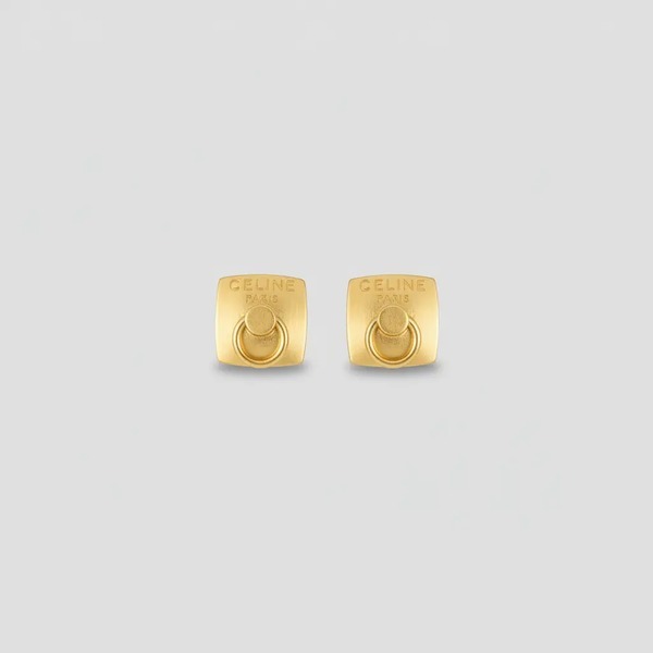 セリーヌ スクエア リングモチーフ スタッドピアス ゴールド