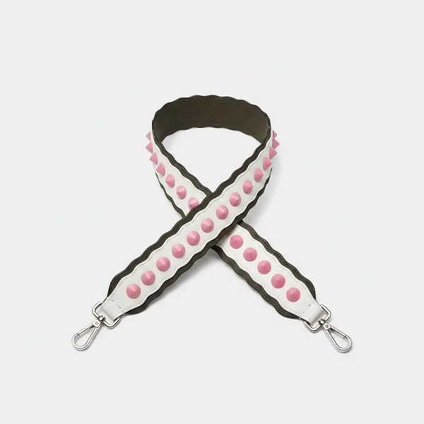 フェンディ Strap You ショルダーストラップ ホワイト ピンクスタッズ