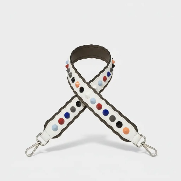フェンディ STRAP YOU ショルダーストラップ ホワイト マルチカラースタッズ