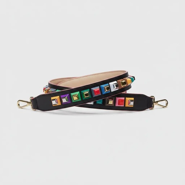 フェンディ STRAP YOU ショルダーストラップ ブラック マルチカラースタッズ