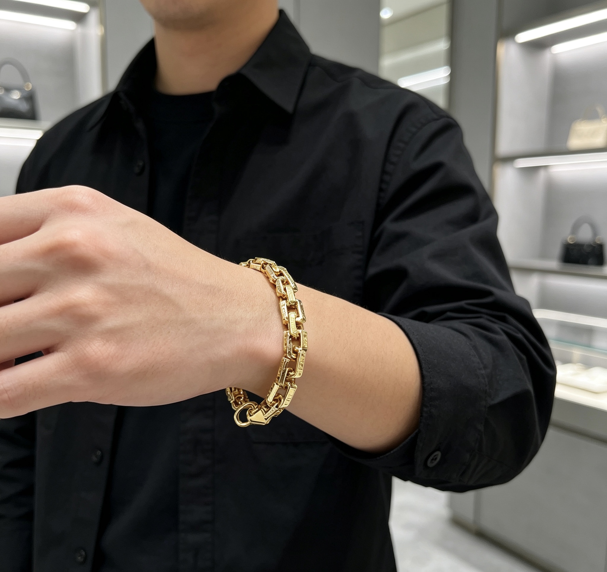 グッチ 閃沙仕上げ チェーンブレスレット ゴールド 詳細画像 3