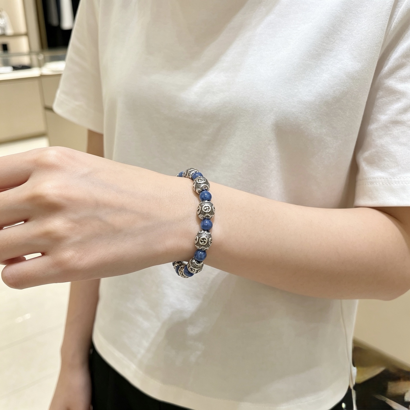 グッチ ラピスラズリ シルバー ブレスレット 詳細画像 3
