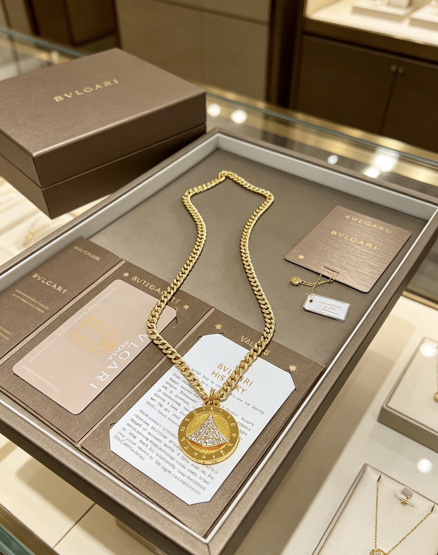 ブルガリ DIVAS' DREAM カーブチェーン ラウンドペンダント ネックレス 18K イエローゴールド 詳細画像 1