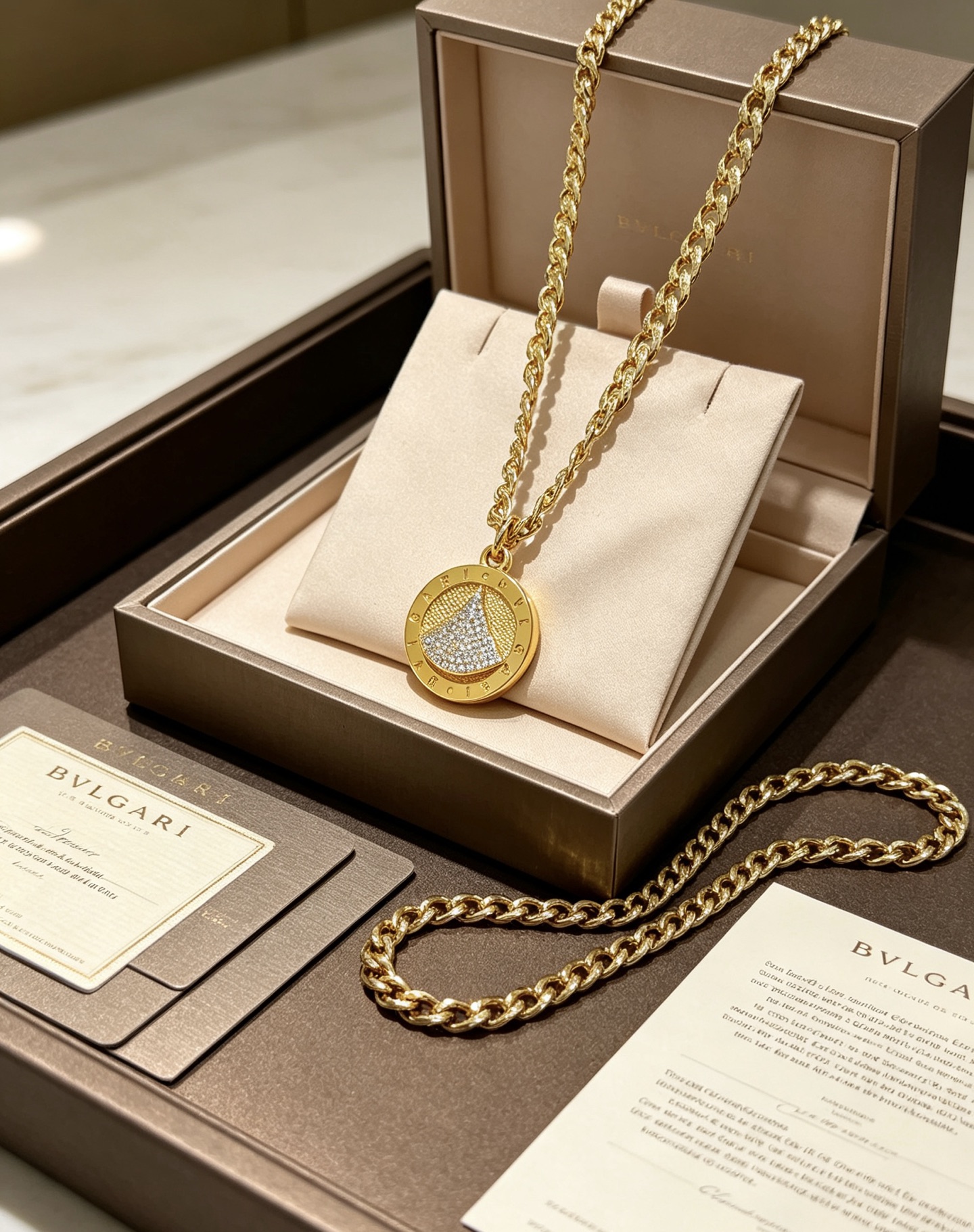 ブルガリ DIVAS' DREAM カーブチェーン ラウンドペンダント ネックレス 18K イエローゴールド 詳細画像 2