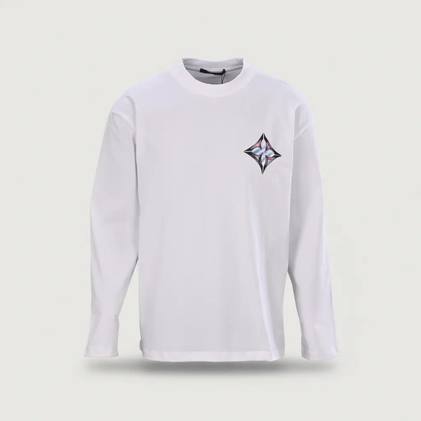 ルイ・ヴィトン モノグラムスター ロゴ グラフィティ ハンドペイント ロングスリーブTシャツ ホワイト