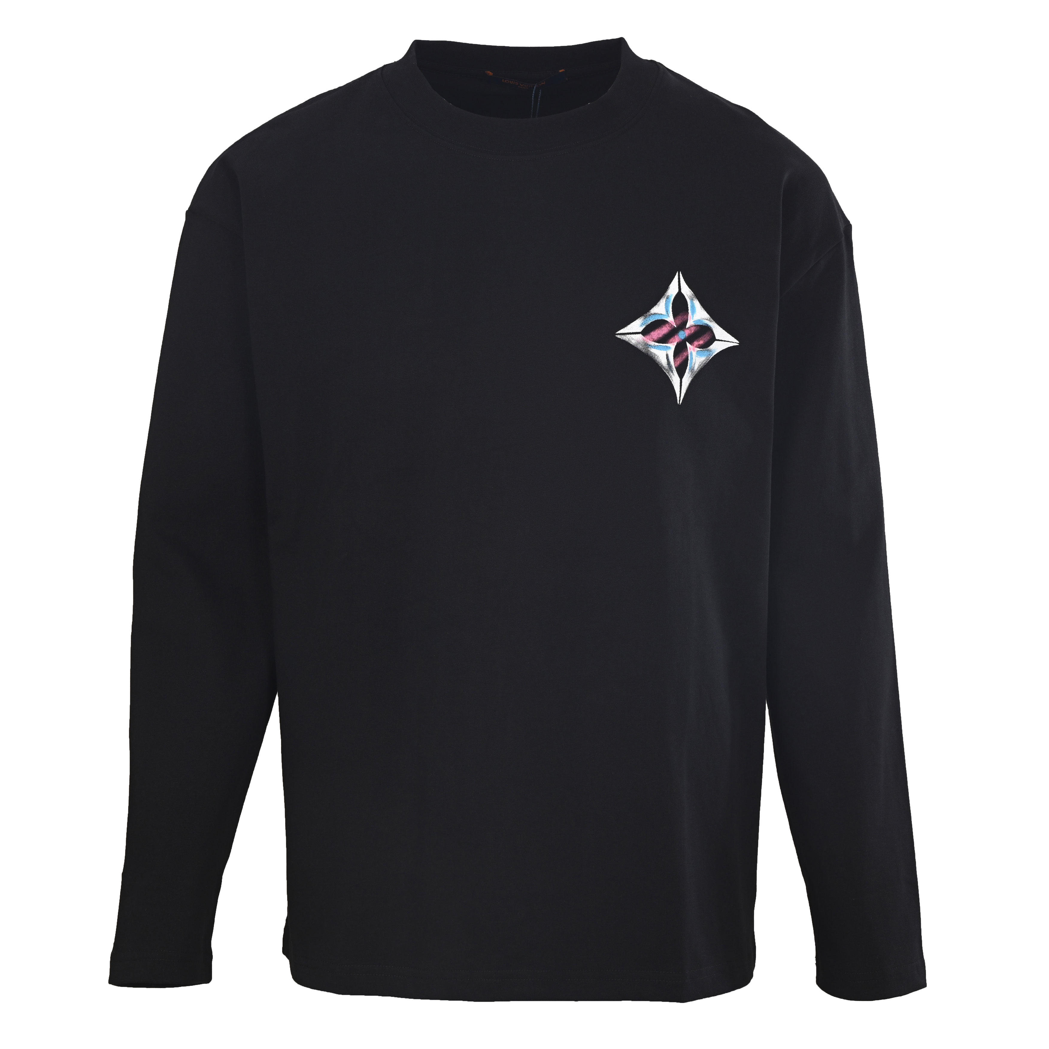 ルイ・ヴィトン クローバーロゴ グラフィティ ハンドペイント ロングスリーブTシャツ ブラック 詳細画像 1
