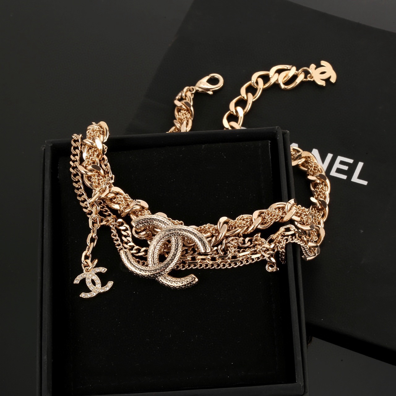 シャネル マルチレイヤーチェーン ダブルC ネックレス ゴールド 80CHANEL 詳細画像 2