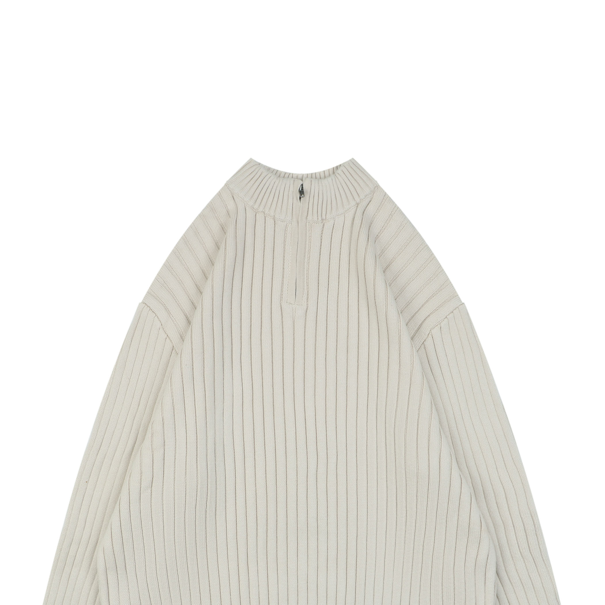 バレンシアガ リブ ハーフジップ ニットセーター アイボリー 詳細画像 3
