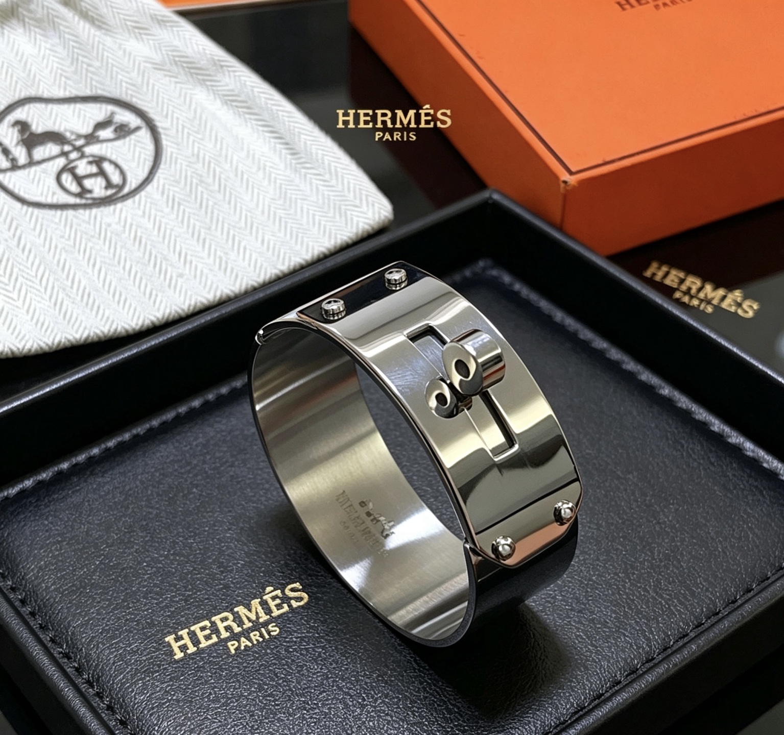 エルメス ワイドバングル ブレスレット シルバー 詳細画像 1