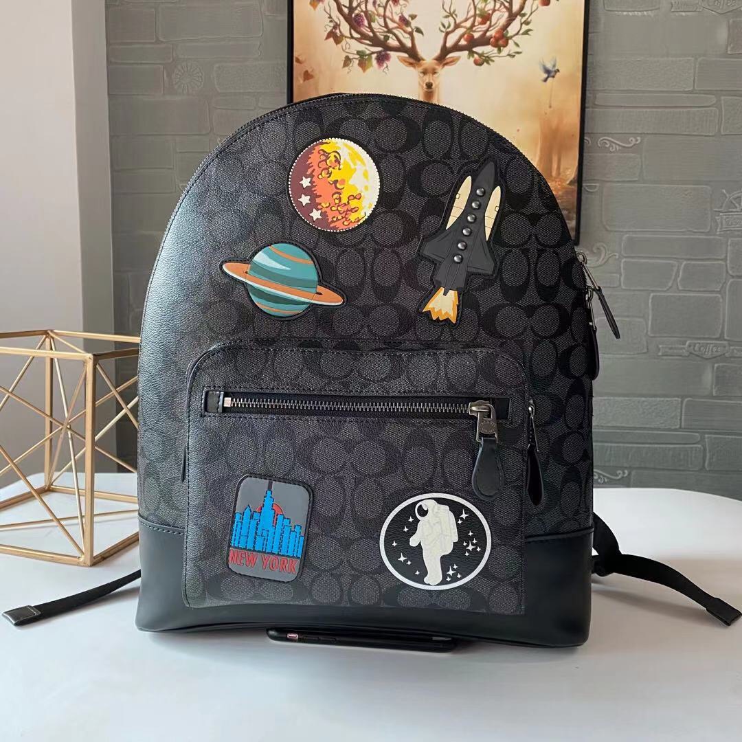 コーチ メンズ スペース柄 バックパック チャコールブラック 詳細画像 2