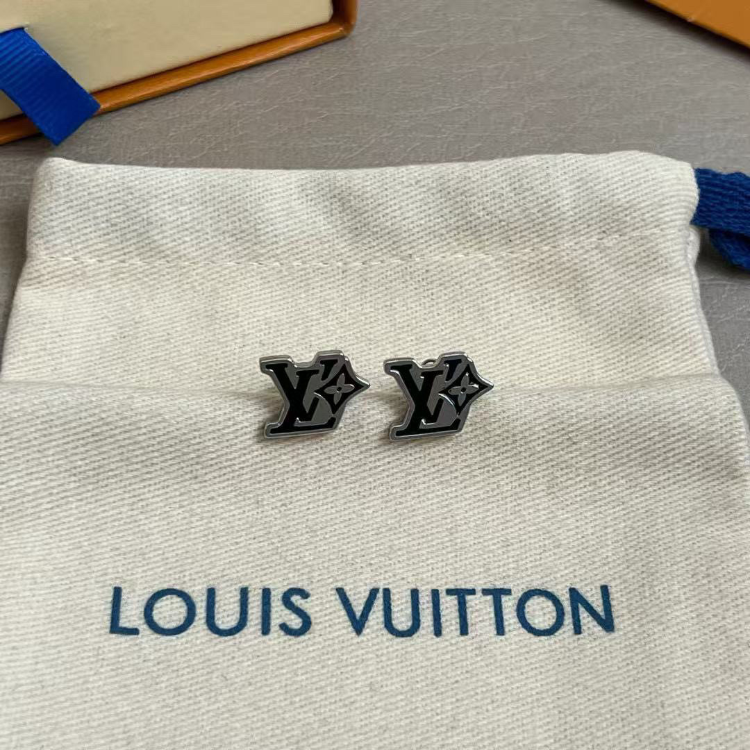 ルイ・ヴィトン LV Twig ピアス ホワイト ブラック 詳細画像 3
