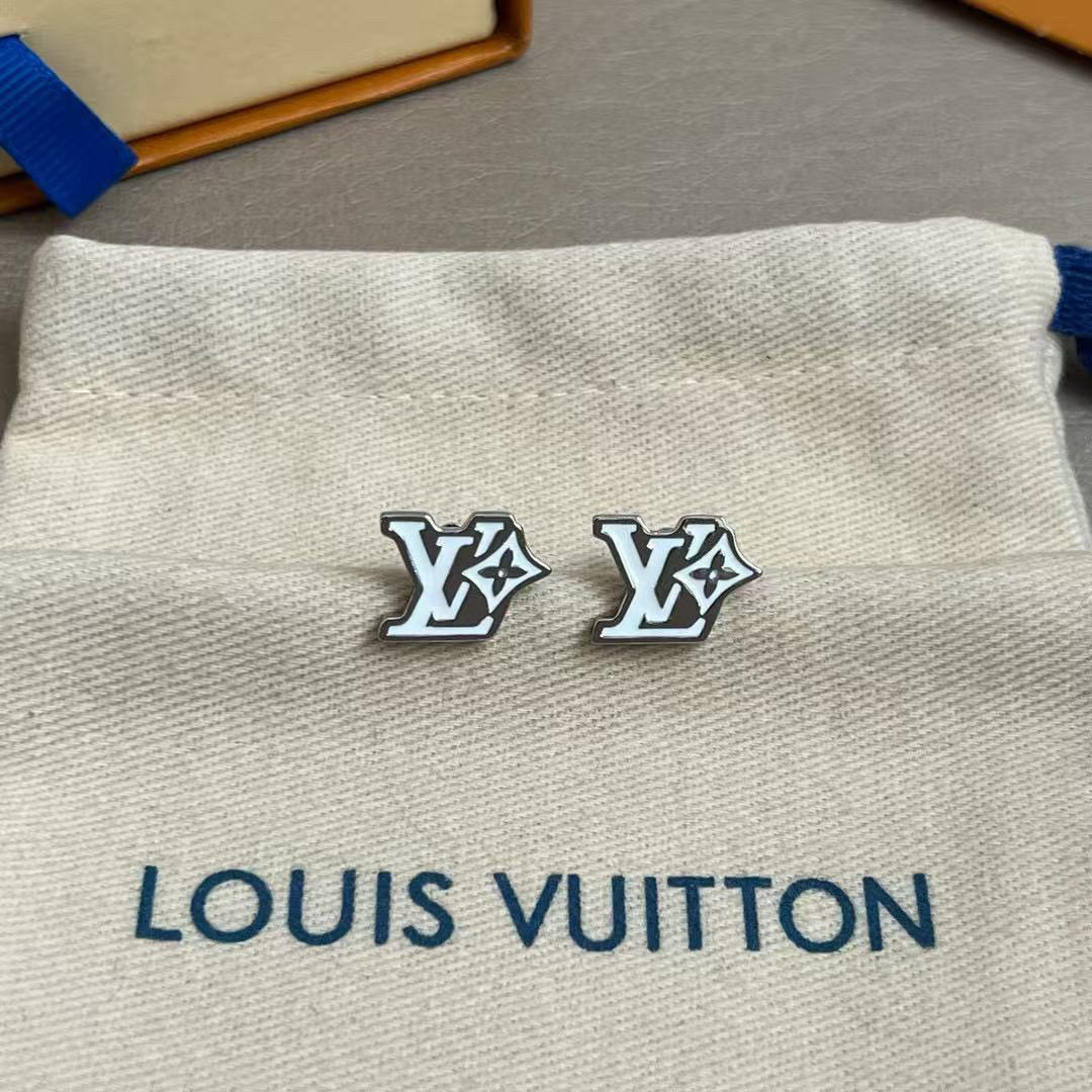 ルイ・ヴィトン LV Twig ピアス ホワイト ブラック 詳細画像 2
