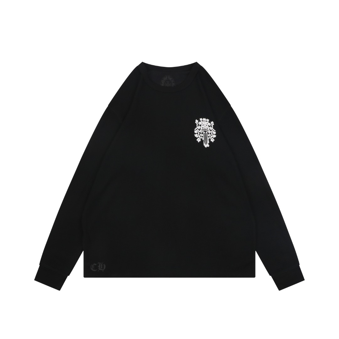 クロムハーツ ワッフル ヴァイン ダガープリント ロングスリーブTシャツ ブラック 詳細画像 1