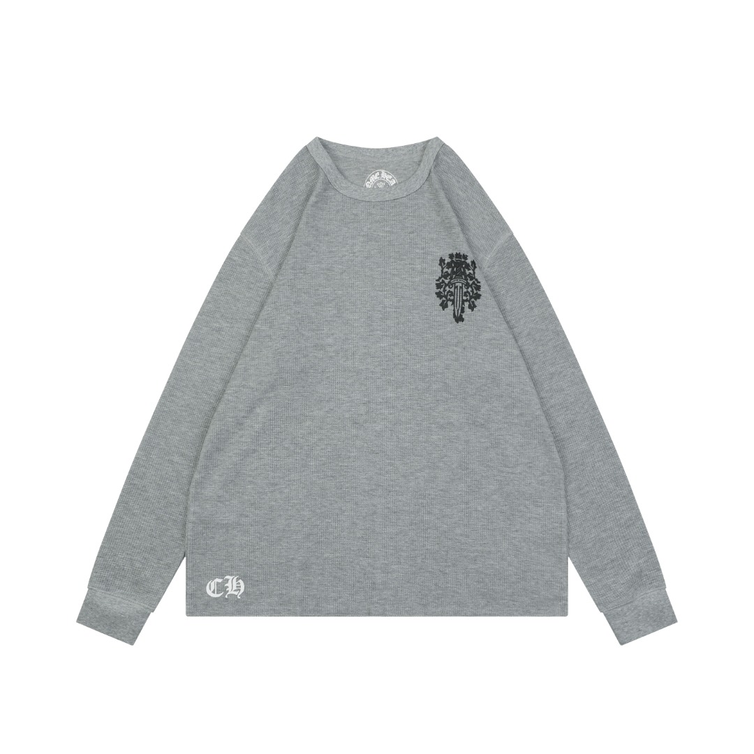 クロムハーツ ワッフル ダガー ヴァイン プリント ロングスリーブTシャツ グレー 詳細画像 1