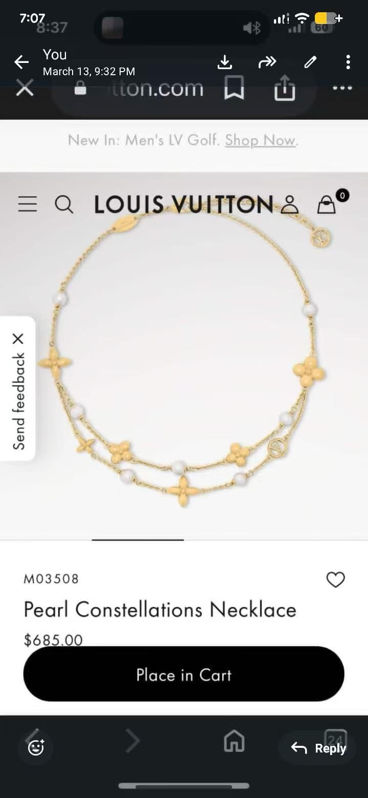 ルイ・ヴィトン Iconic LV クローバー レター ダブルレイヤー ネックレス ゴールド 詳細画像 1
