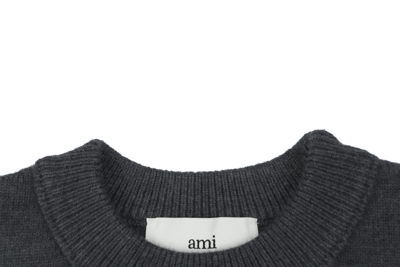 アミ 25FW ハートロゴ クルーネックセーター ダークグレー 詳細画像 2