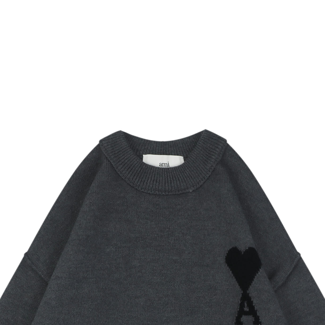 アミ 25FW ハートロゴ クルーネックセーター ダークグレー 詳細画像 3