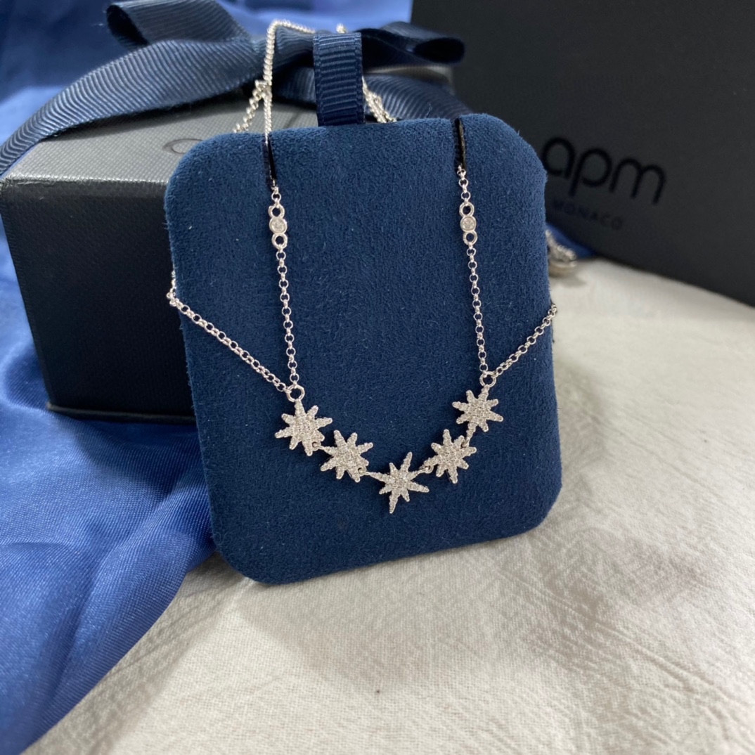 アーペーエム モナコ ダブルレイヤー マルチスター ネックレス シルバー 詳細画像 3