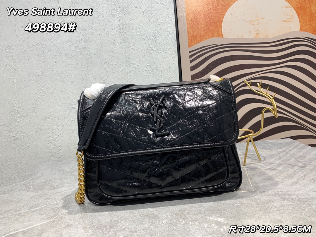 サンローラン Niki ベイビー チェーンショルダーバッグ ブラック ゴールド金具 498894 詳細画像 3