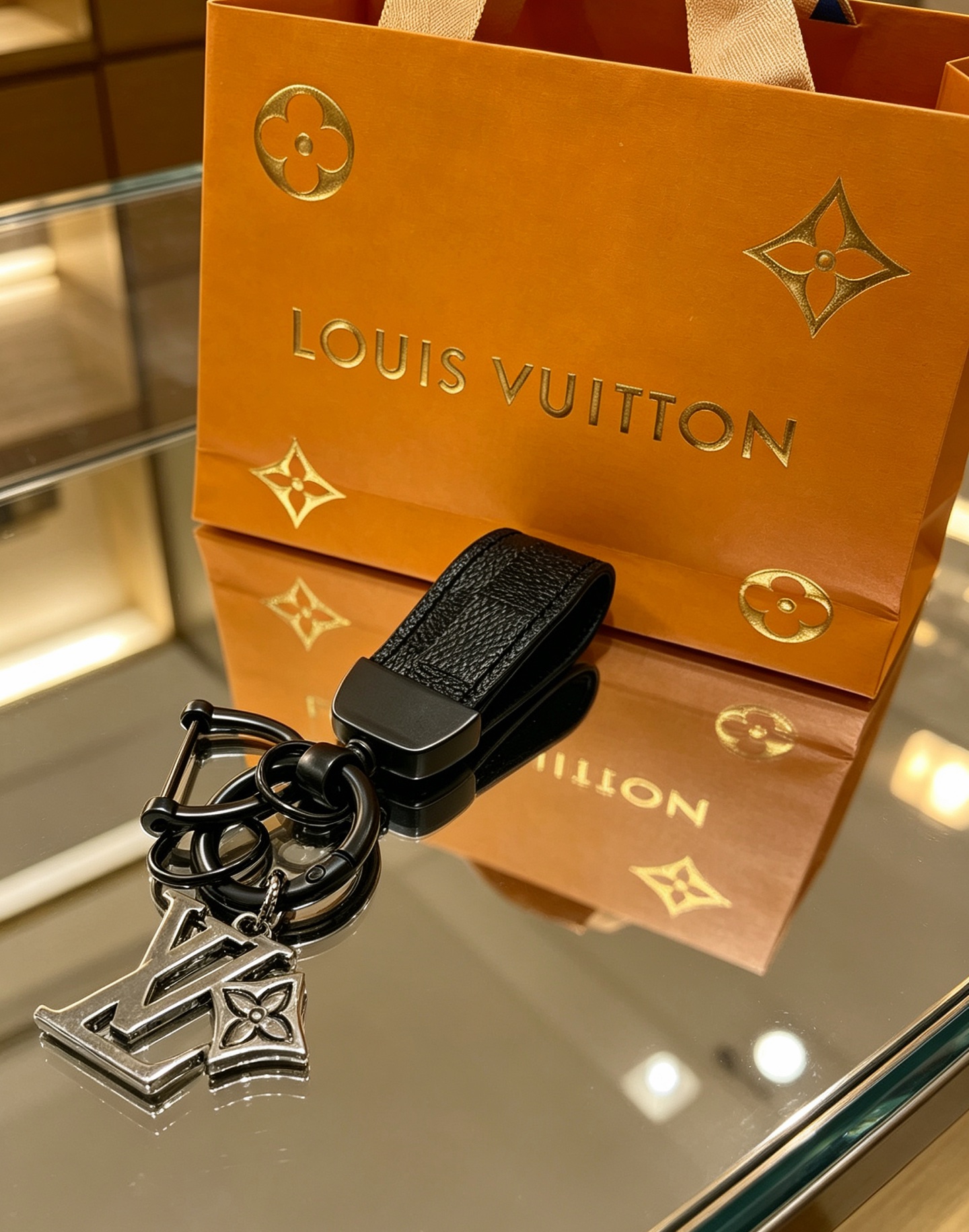 ルイ・ヴィトン LV キーホルダー バッグチャーム Anger Forest シリーズ ブラック 詳細画像 1