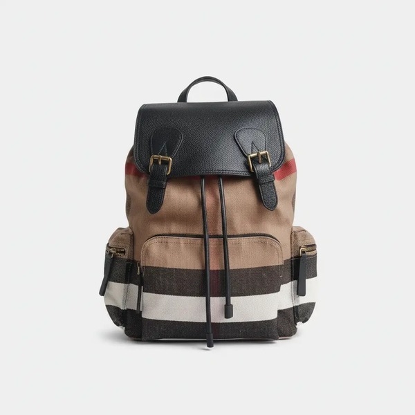バーバリー The Rucksack ミディアム チェック バックパック ベージュ ブラック