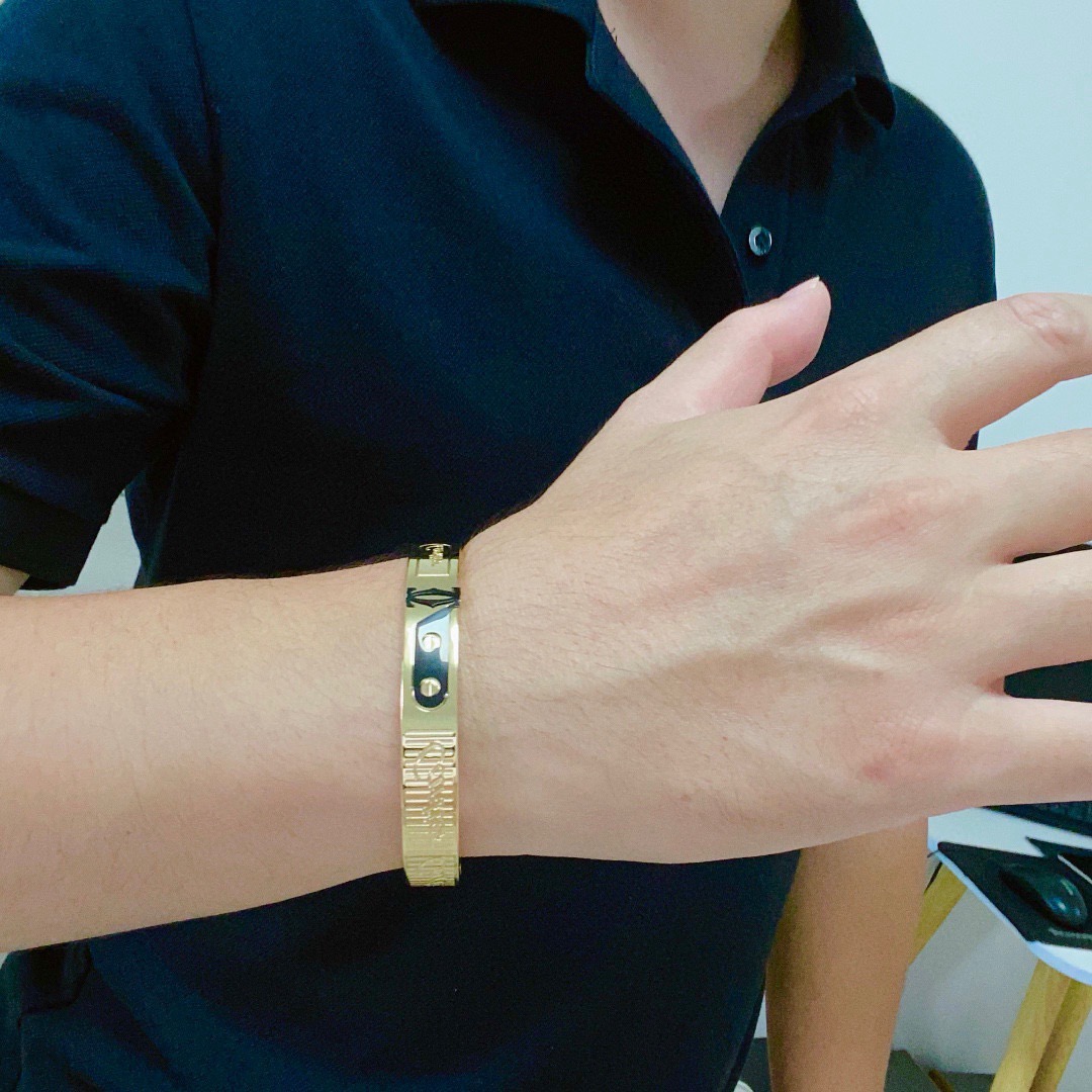 カルティエ メンズ ブレスレット ナローデザイン ステンレススチール 18K仕上げ 詳細画像 3