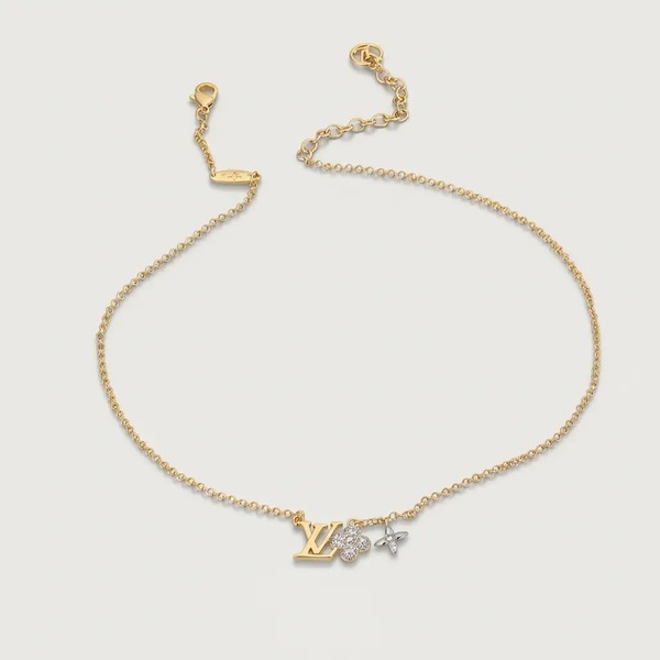 ルイ・ヴィトン LV Twig ネックレス ゴールド 抛光仕上げ フラワーモチーフチャーム付きチェーン