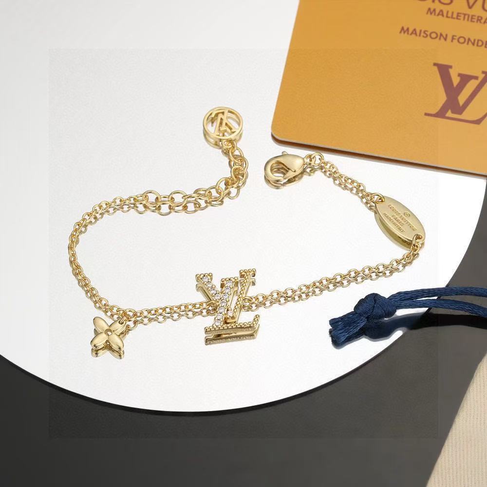 ルイ・ヴィトン LV レターチェーンブレスレット ゴールド 詳細画像 1