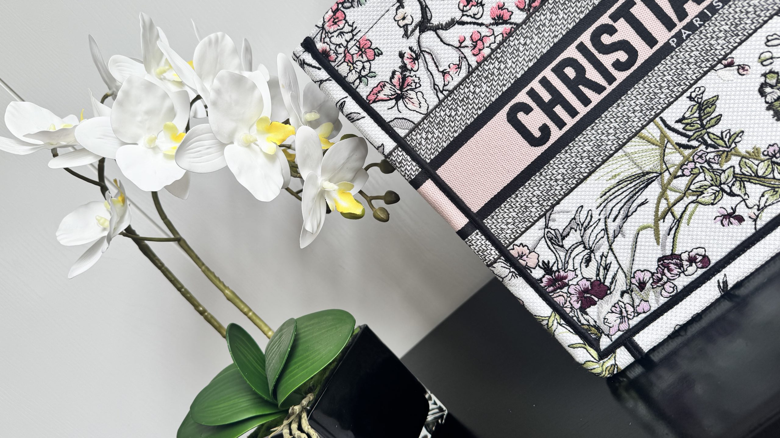 ディオール Book Tote バタフライ刺繍 キャンバス トートバッグ ホワイト 詳細画像 2