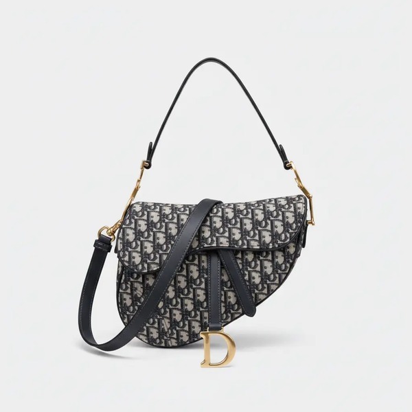 ディオール サドルバッグ オブリーク刺繍キャンバス ネイビー M0446