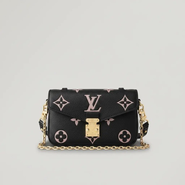 ルイヴィトン Pochette Métis East West レザー チェーン ミニ メッセンジャー ショルダーバッグ ブラック