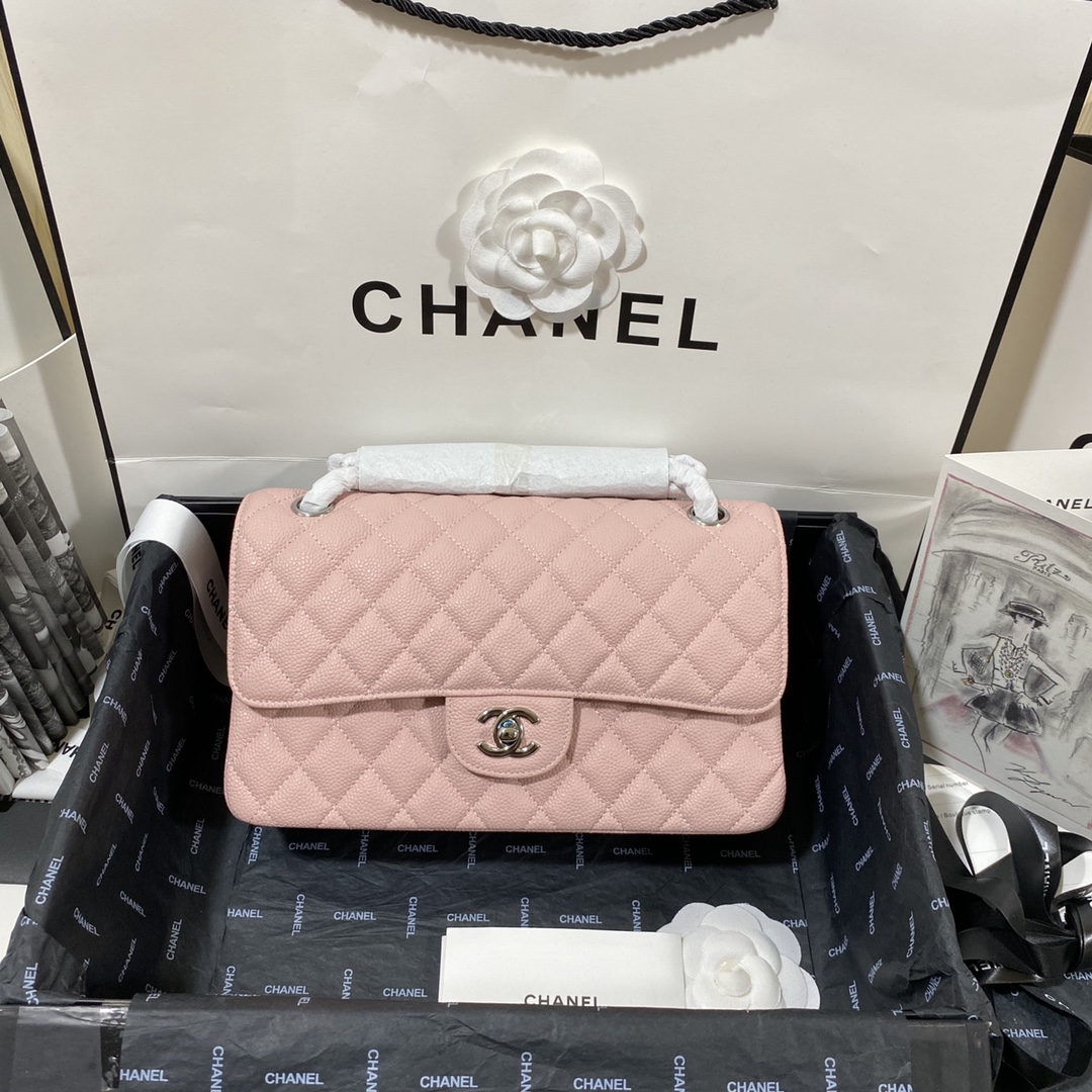 シャネル クラシック フラップ チェーンショルダーバッグ 25cm キャビアスキン ピンク 詳細画像 1