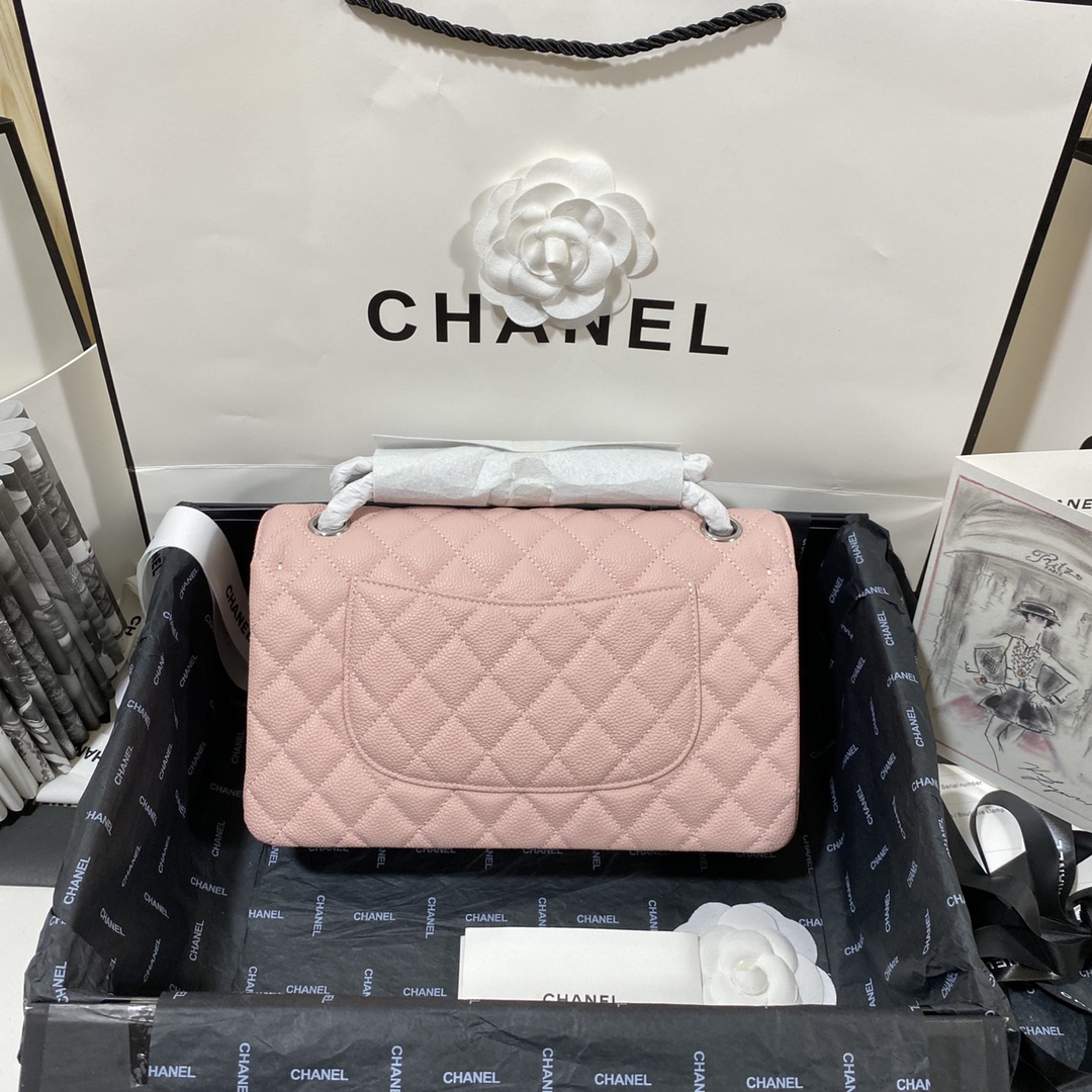 シャネル クラシック フラップ チェーンショルダーバッグ 25cm キャビアスキン ピンク 詳細画像 2