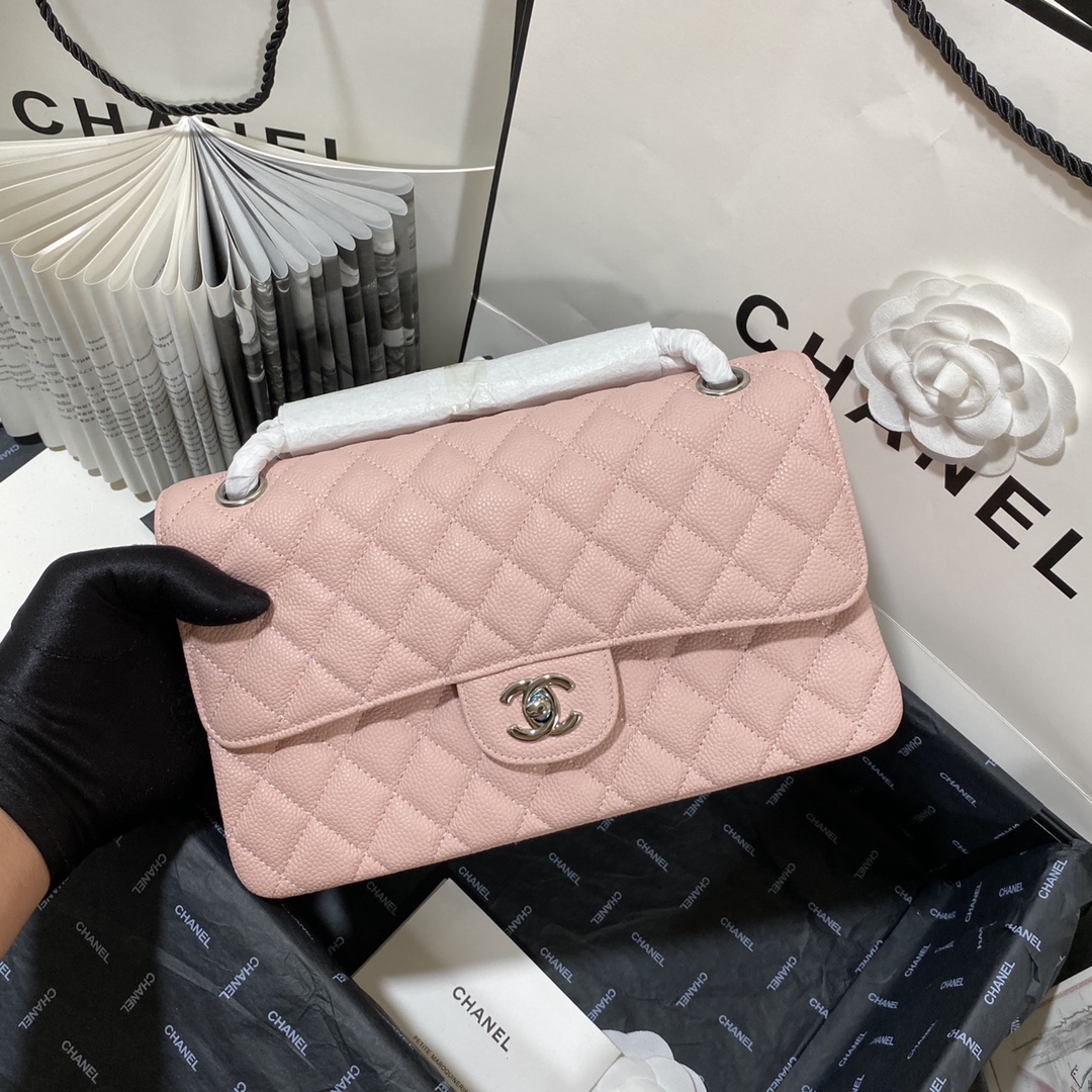 シャネル クラシック フラップ チェーンショルダーバッグ 25cm キャビアスキン ピンク 詳細画像 3