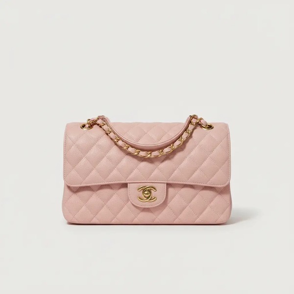 シャネル クラシック フラップ 2.55 チェーンショルダーバッグ 25cm キャビアスキン ピンク
